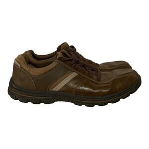 Skechers Men’s Brown Leather Comfort Walking Sneakers Size 12 Casual Trail Style